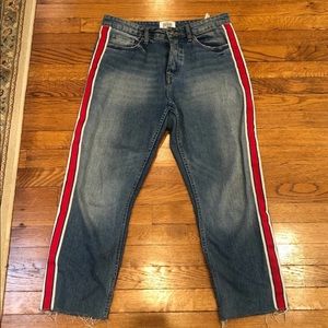 Zara High Rise Striped Blue Jeans - 8